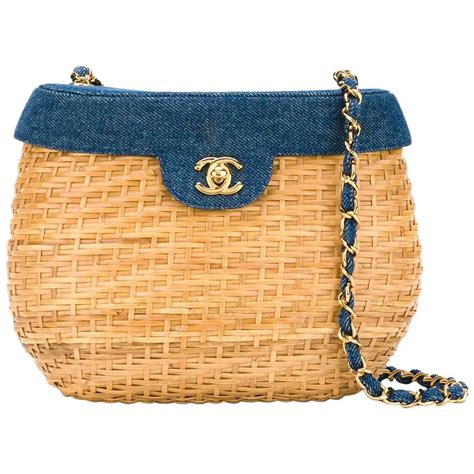 chanel vintage basket|Chanel Vintage Wicker Basket Bag .